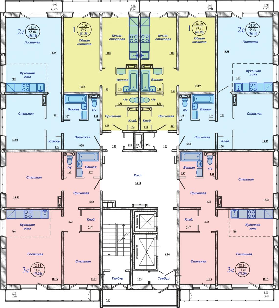 Схема планировки 18-ти этажного дома